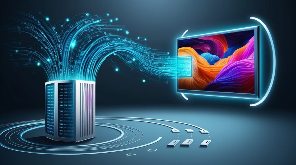 Sample image: video content delivered from a server to a screen